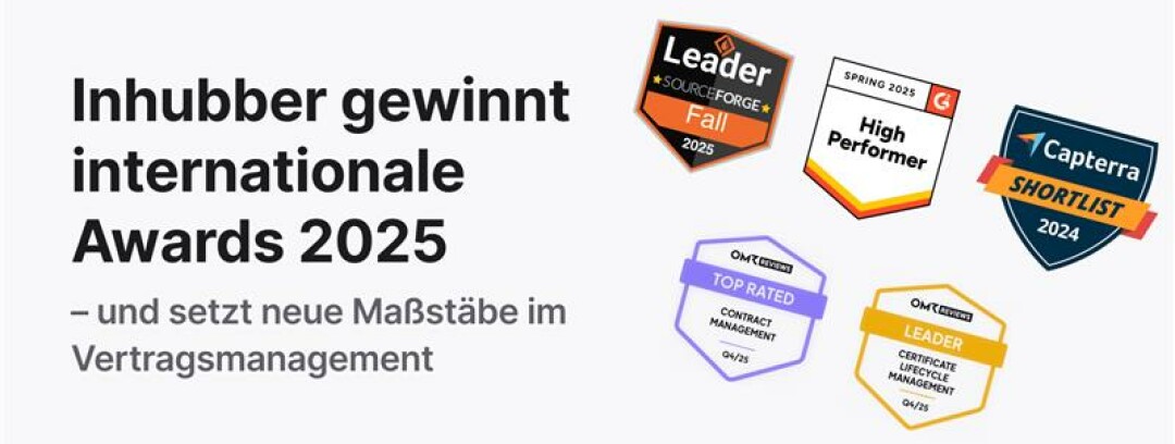 Inhubber gewinnt internationale Awards 2025 – und setzt neue Maßstäbe im Vertragsmanagement