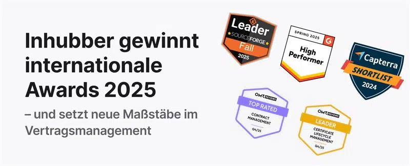 Inhubber gewinnt Awards 2025: und setzt neue Maßstäbe im Vertragsmanagement