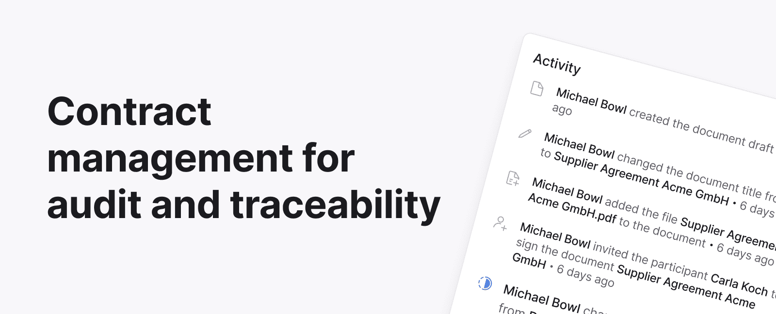 Contract management for audit and traceability